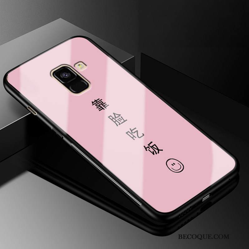 Futerał Samsung Galaxy A8 2018 Miękki Proste Szkło, Etui Samsung Galaxy A8 2018 Ochraniacz Różowena Telefon