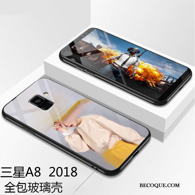 Futerał Samsung Galaxy A8 2018 Ochraniacz Szkłona Telefon, Etui Samsung Galaxy A8 2018 Miękki Sztuka Biały