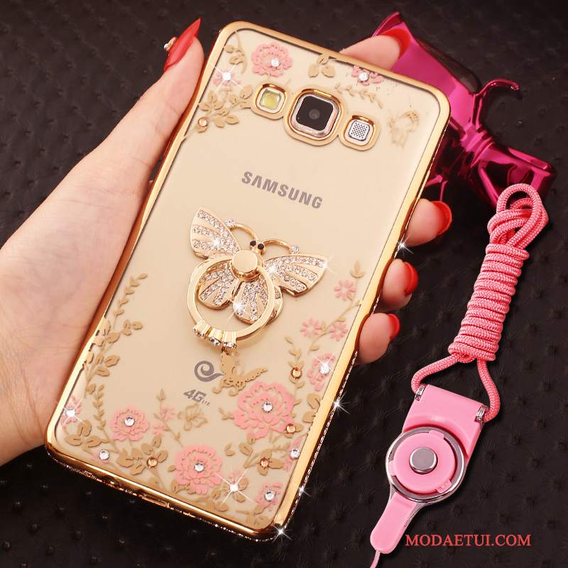 Futerał Samsung Galaxy A8 Miękki Na Telefon Złoto, Etui Samsung Galaxy A8 Rhinestone Tendencja Wiszące Ozdoby