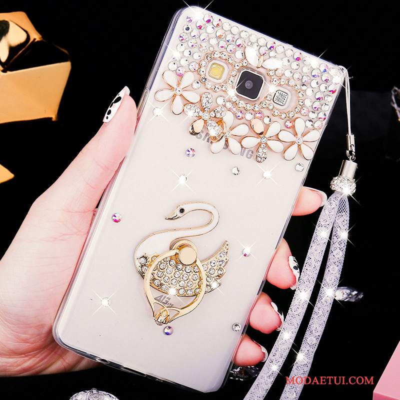 Futerał Samsung Galaxy A8 Miękki Trudno Różowe, Etui Samsung Galaxy A8 Rhinestone Przezroczysty Nubuku