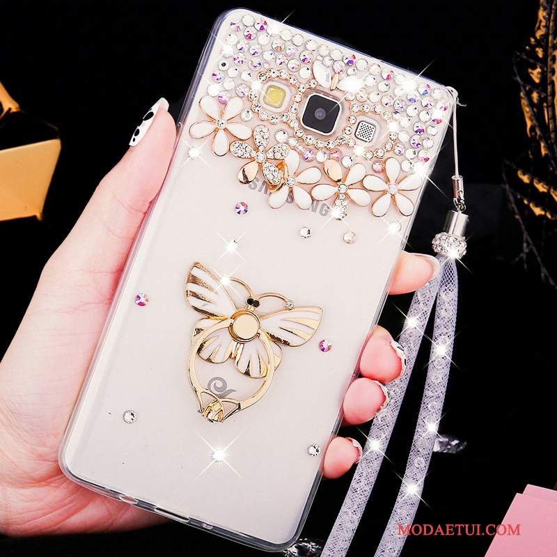 Futerał Samsung Galaxy A8 Miękki Trudno Różowe, Etui Samsung Galaxy A8 Rhinestone Przezroczysty Nubuku