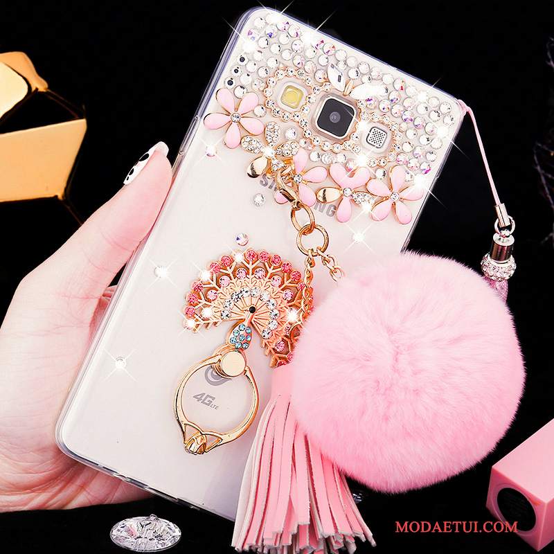 Futerał Samsung Galaxy A8 Miękki Trudno Różowe, Etui Samsung Galaxy A8 Rhinestone Przezroczysty Nubuku