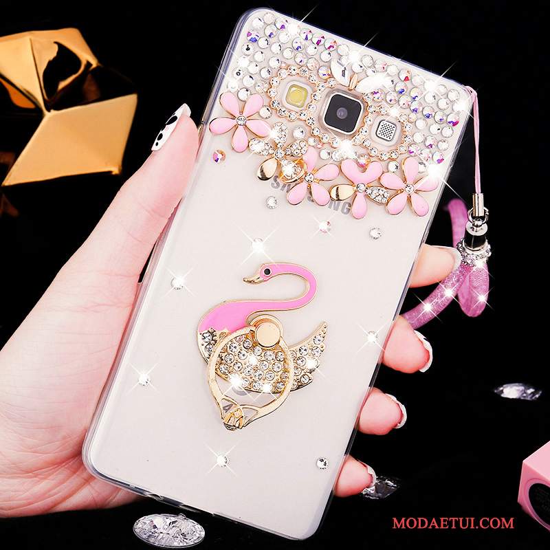 Futerał Samsung Galaxy A8 Miękki Trudno Różowe, Etui Samsung Galaxy A8 Rhinestone Przezroczysty Nubuku