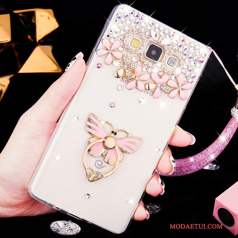 Futerał Samsung Galaxy A8 Miękki Trudno Różowe, Etui Samsung Galaxy A8 Rhinestone Przezroczysty Nubuku