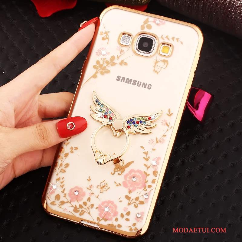 Futerał Samsung Galaxy A8 Rhinestone Złoto Ring, Etui Samsung Galaxy A8 Różowena Telefon