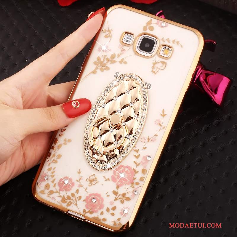 Futerał Samsung Galaxy A8 Rhinestone Złoto Ring, Etui Samsung Galaxy A8 Różowena Telefon