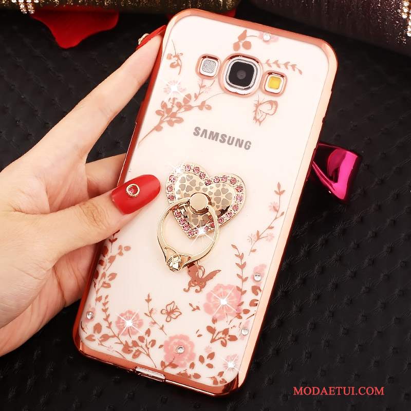 Futerał Samsung Galaxy A8 Rhinestone Złoto Ring, Etui Samsung Galaxy A8 Różowena Telefon