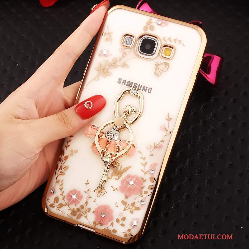 Futerał Samsung Galaxy A8 Rhinestone Złoto Ring, Etui Samsung Galaxy A8 Różowena Telefon