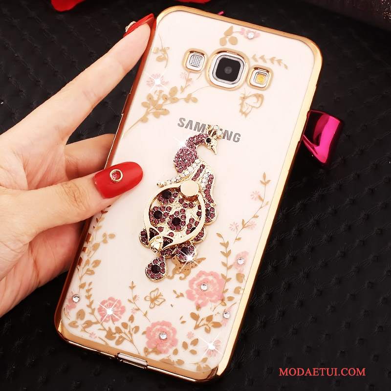 Futerał Samsung Galaxy A8 Rhinestone Złoto Ring, Etui Samsung Galaxy A8 Różowena Telefon