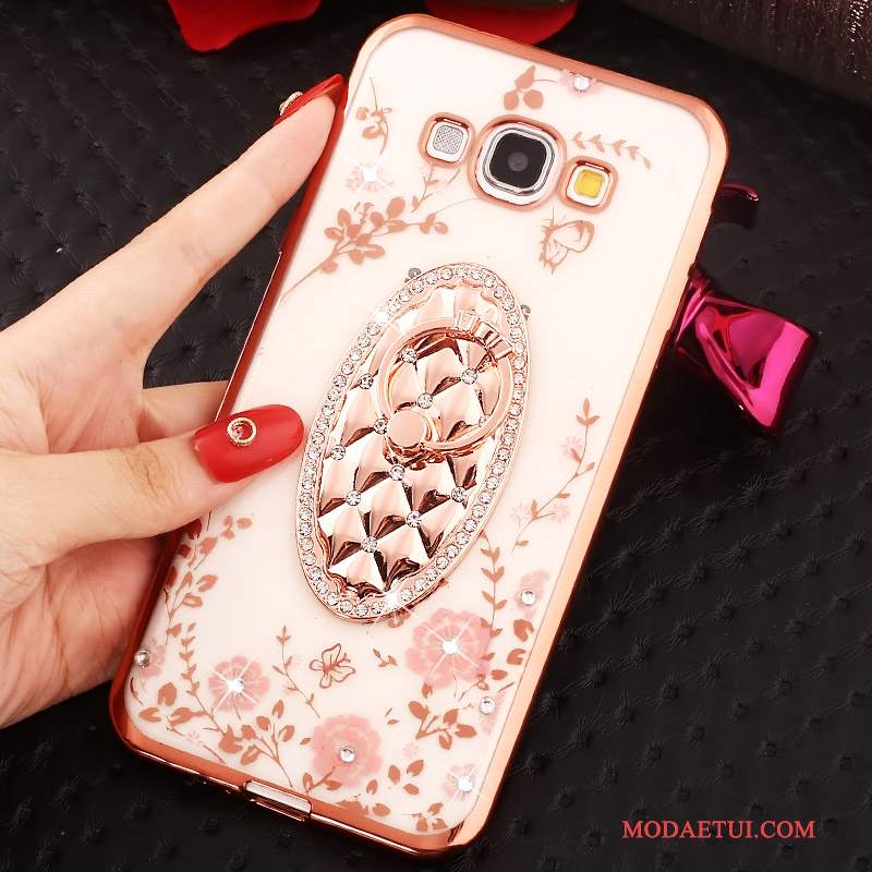 Futerał Samsung Galaxy A8 Rhinestone Złoto Ring, Etui Samsung Galaxy A8 Różowena Telefon