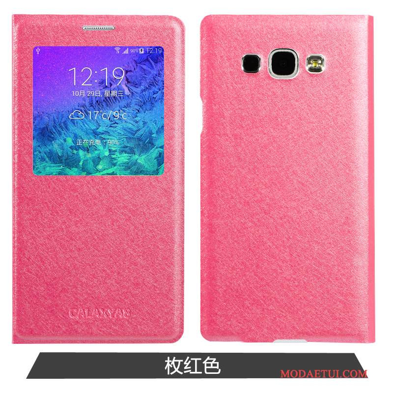 Futerał Samsung Galaxy A8 Skóra Różowe Cienkie, Etui Samsung Galaxy A8 Ochraniacz Prostena Telefon