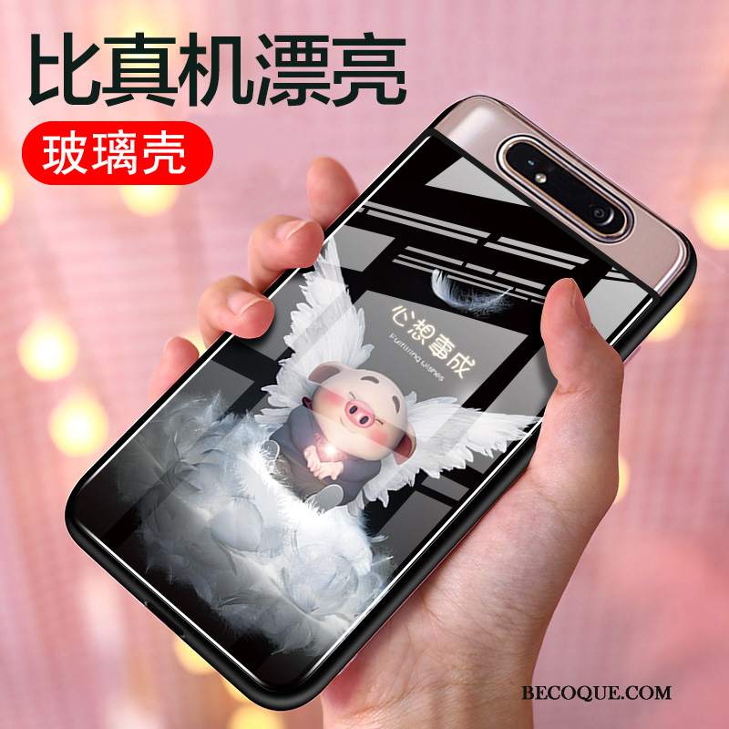 Futerał Samsung Galaxy A80 Kreatywne Szkło Osobowość, Etui Samsung Galaxy A80 Torby Na Telefon Czarny