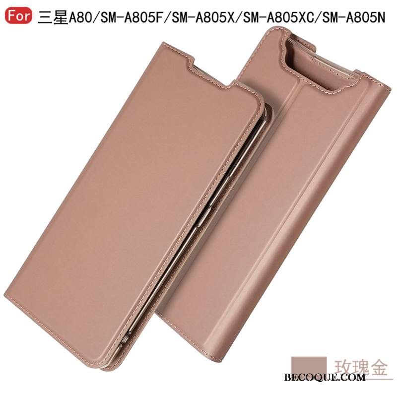 Futerał Samsung Galaxy A80 Skóra Biznes Czarny, Etui Samsung Galaxy A80 Pokrowce Anti-fall Wzór