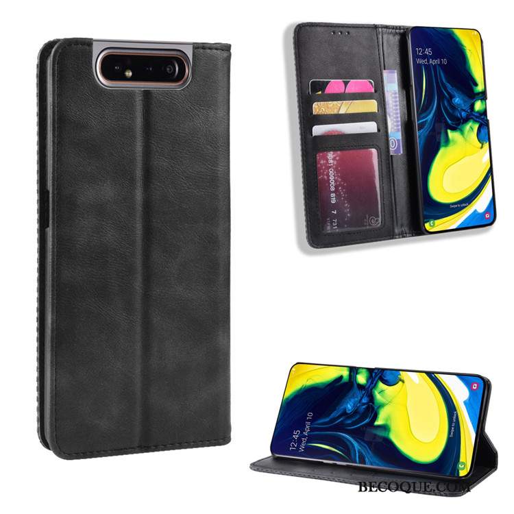 Futerał Samsung Galaxy A80 Skóra Magnes Zamknięty Czerwony, Etui Samsung Galaxy A80 Portfel