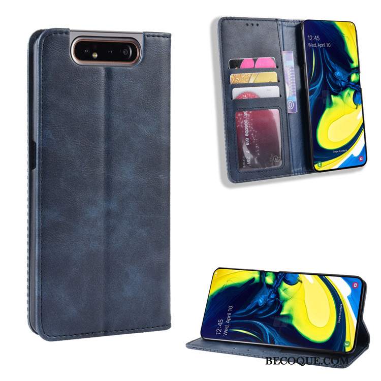 Futerał Samsung Galaxy A80 Skóra Magnes Zamknięty Czerwony, Etui Samsung Galaxy A80 Portfel