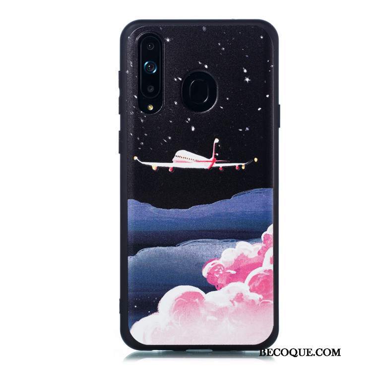 Futerał Samsung Galaxy A8s Miękki Czarny Wiszące Ozdoby, Etui Samsung Galaxy A8s Kreskówka Nubuku Cienkie