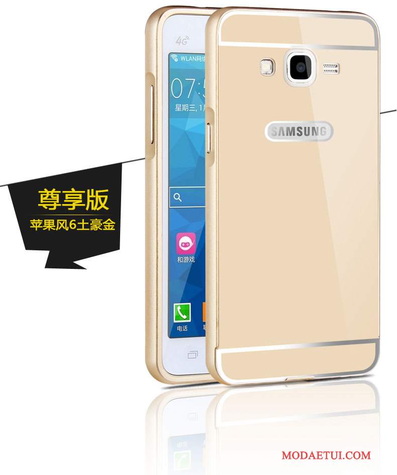 Futerał Samsung Galaxy J3 2016 Metal Anti-fallna Telefon, Etui Samsung Galaxy J3 2016 Ochraniacz Złoto Granica