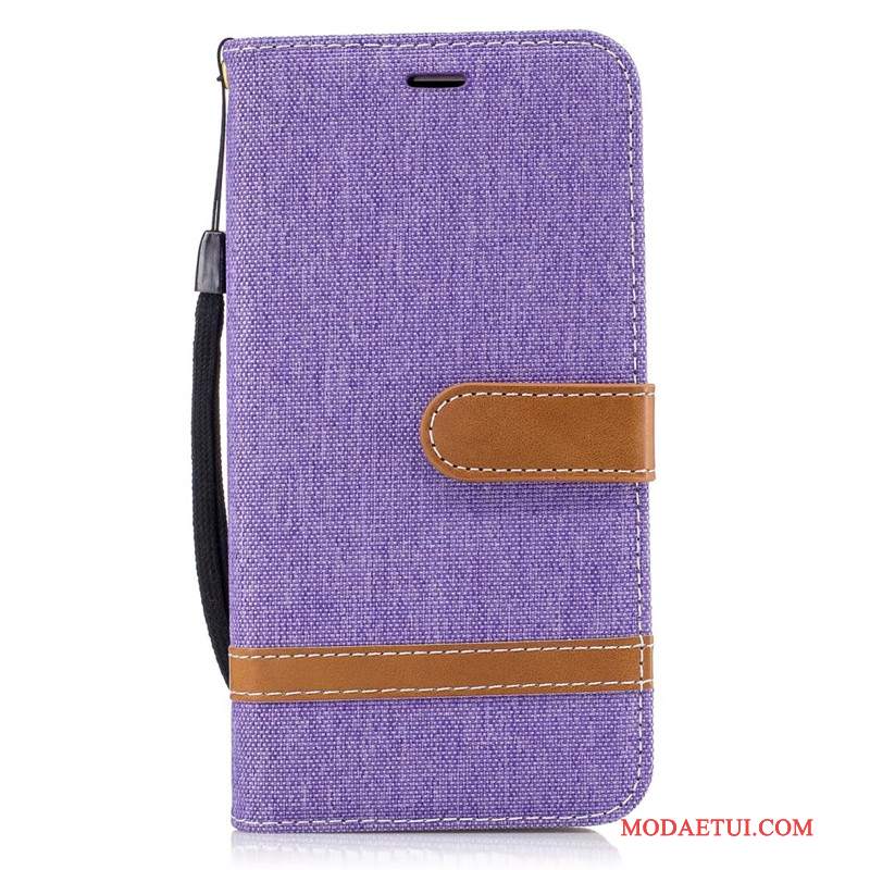 Futerał Samsung Galaxy J3 2016 Pokrowce Tendencja Denim, Etui Samsung Galaxy J3 2016 Skóra Purpurowy