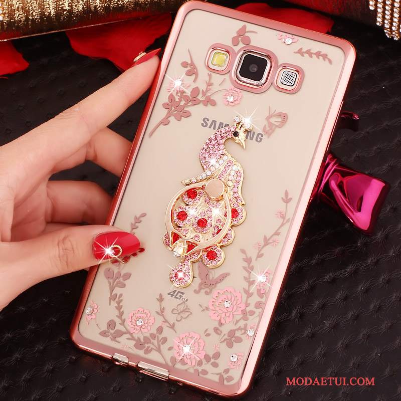 Futerał Samsung Galaxy J3 2016 Rhinestone Cienkie Różowe, Etui Samsung Galaxy J3 2016 Ochraniacz Ring Poszycie