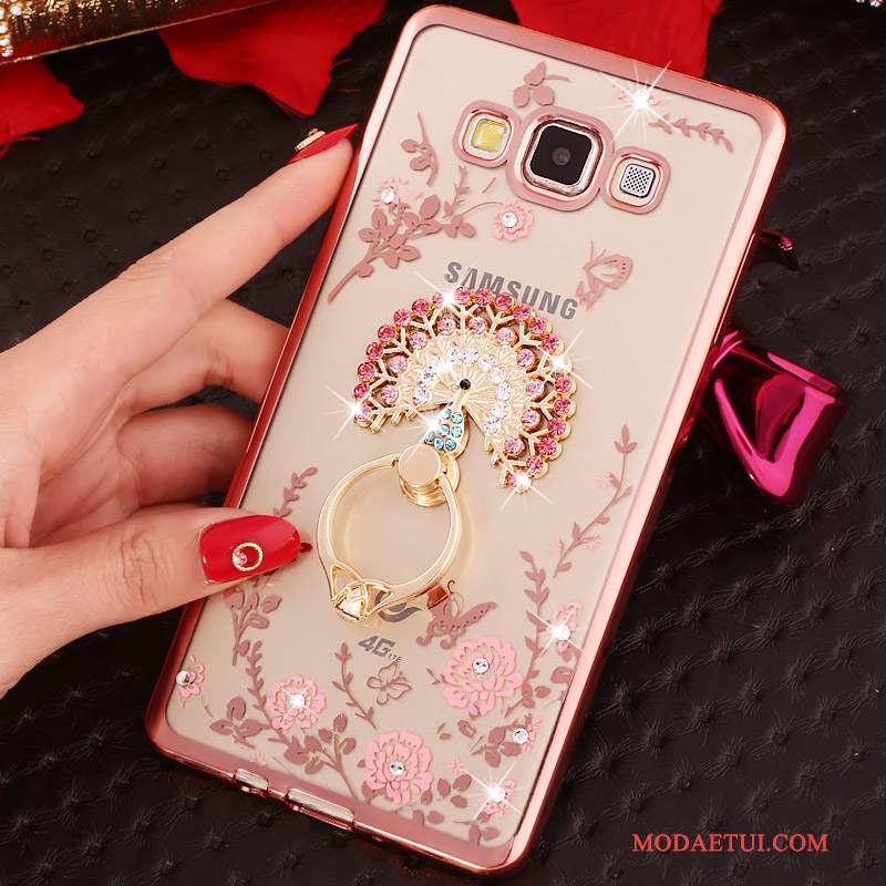 Futerał Samsung Galaxy J3 2016 Rhinestone Cienkie Różowe, Etui Samsung Galaxy J3 2016 Ochraniacz Ring Poszycie