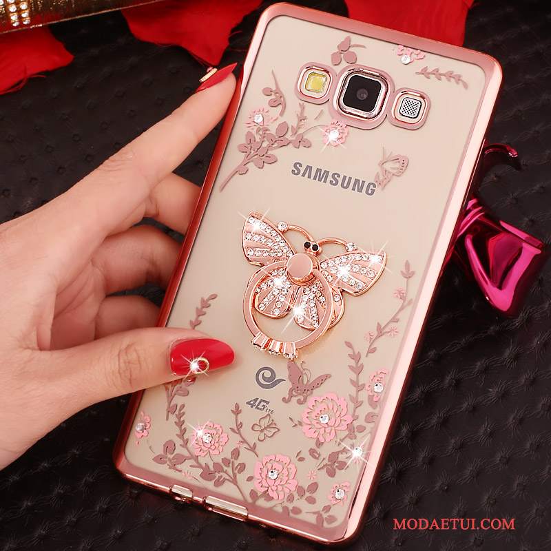 Futerał Samsung Galaxy J3 2016 Rhinestone Cienkie Różowe, Etui Samsung Galaxy J3 2016 Ochraniacz Ring Poszycie