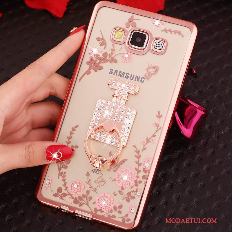 Futerał Samsung Galaxy J3 2016 Rhinestone Cienkie Różowe, Etui Samsung Galaxy J3 2016 Ochraniacz Ring Poszycie