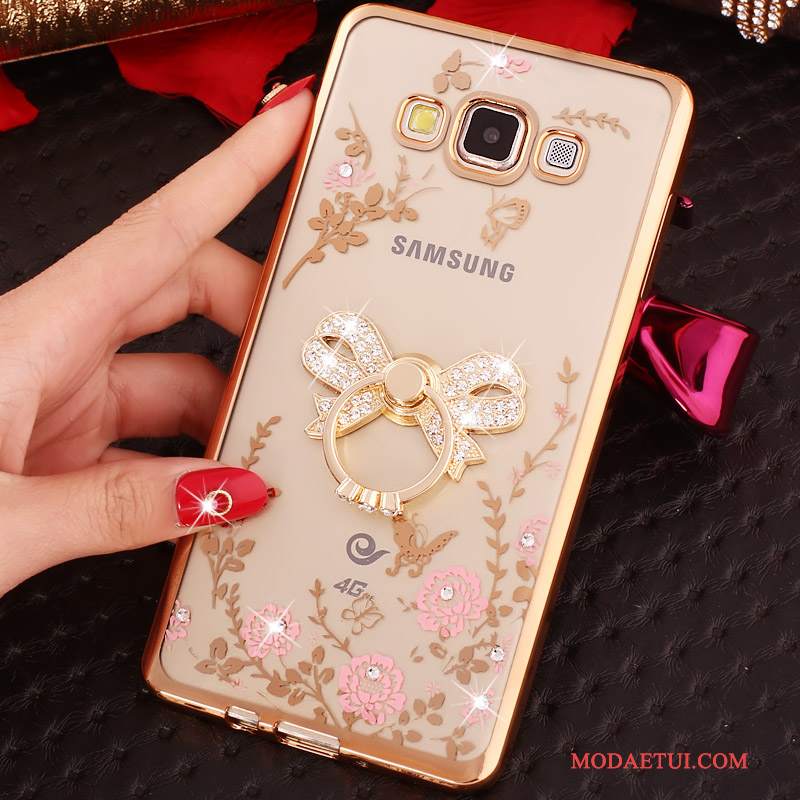 Futerał Samsung Galaxy J3 2016 Rhinestone Cienkie Różowe, Etui Samsung Galaxy J3 2016 Ochraniacz Ring Poszycie