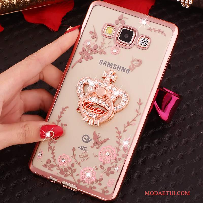 Futerał Samsung Galaxy J3 2016 Rhinestone Cienkie Różowe, Etui Samsung Galaxy J3 2016 Ochraniacz Ring Poszycie