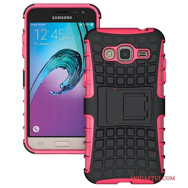 Futerał Samsung Galaxy J3 2016 Wspornik Czarny Fioletowy, Etui Samsung Galaxy J3 2016 Ochraniacz Zielony Anti-fall