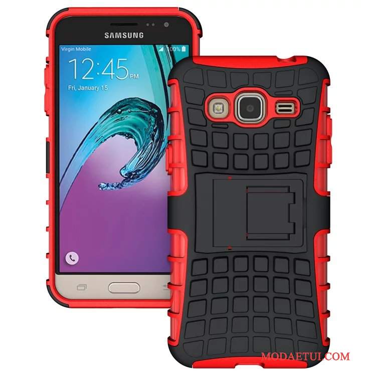 Futerał Samsung Galaxy J3 2016 Wspornik Czarny Fioletowy, Etui Samsung Galaxy J3 2016 Ochraniacz Zielony Anti-fall