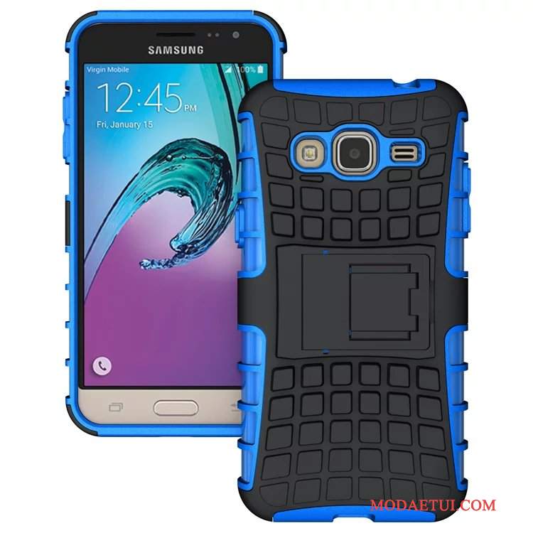 Futerał Samsung Galaxy J3 2016 Wspornik Czarny Fioletowy, Etui Samsung Galaxy J3 2016 Ochraniacz Zielony Anti-fall