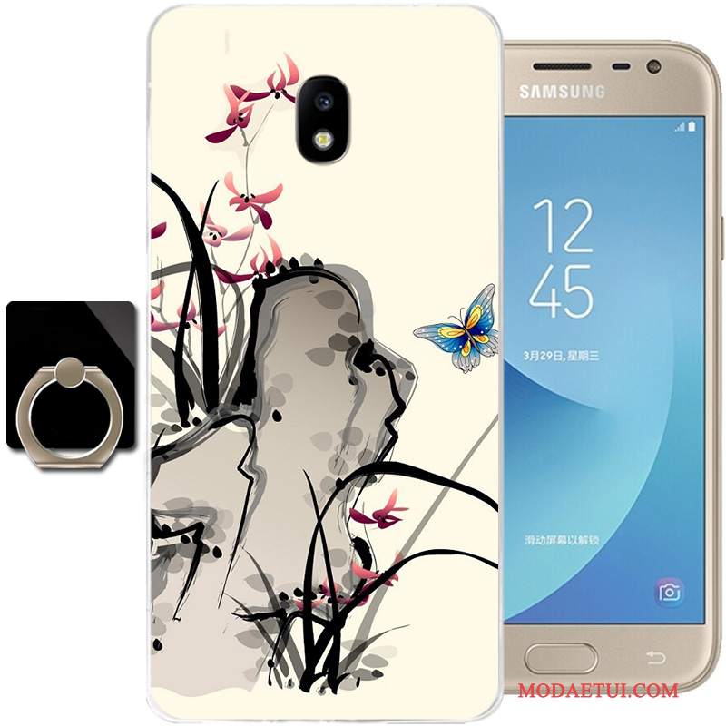 Futerał Samsung Galaxy J3 2017 Miękki Czarnyna Telefon, Etui Samsung Galaxy J3 2017 Torby Chiński Styl