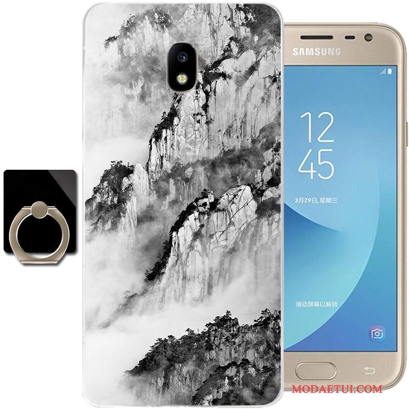 Futerał Samsung Galaxy J3 2017 Miękki Czarnyna Telefon, Etui Samsung Galaxy J3 2017 Torby Chiński Styl