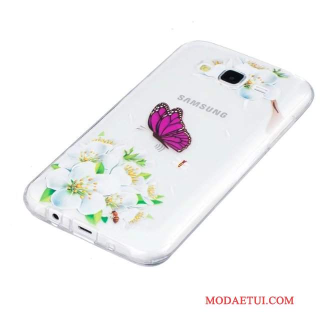 Futerał Samsung Galaxy J5 2015 Kwiaty Na Telefon Zielony, Etui Samsung Galaxy J5 2015 Relief