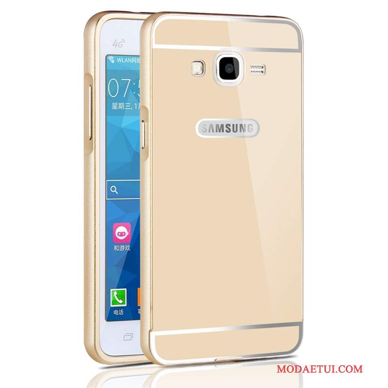 Futerał Samsung Galaxy J5 2016 Metal Srebro Trudno, Etui Samsung Galaxy J5 2016 Ochraniacz Granica Lustro