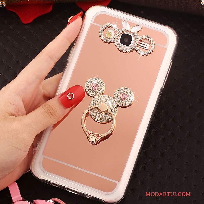 Futerał Samsung Galaxy J5 2016 Miękki Wiszące Ozdoby Ring, Etui Samsung Galaxy J5 2016 Rhinestone Różowena Telefon