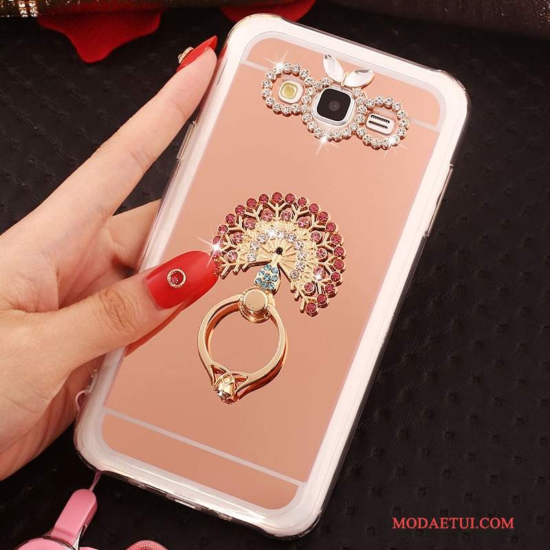 Futerał Samsung Galaxy J5 2016 Miękki Wiszące Ozdoby Ring, Etui Samsung Galaxy J5 2016 Rhinestone Różowena Telefon