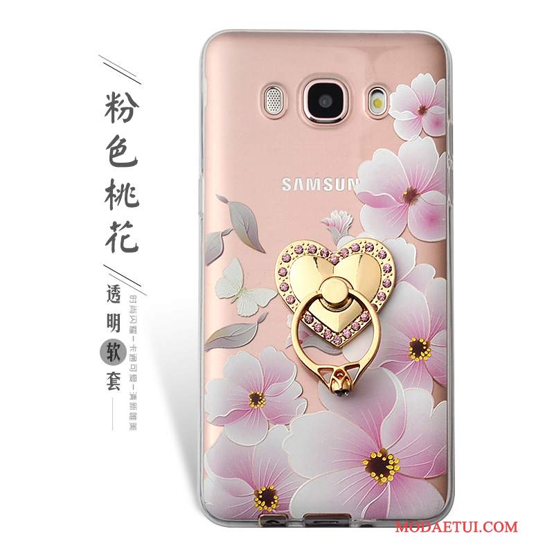 Futerał Samsung Galaxy J5 2016 Relief Zielony Ring, Etui Samsung Galaxy J5 2016 Wspornik Na Telefon