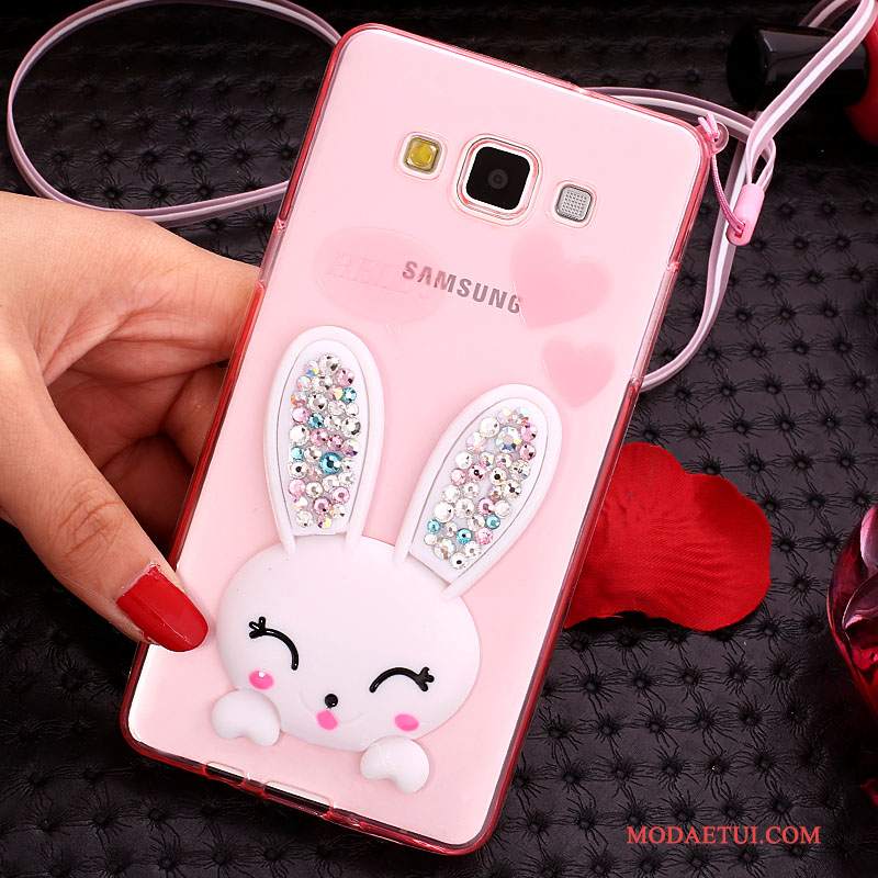 Futerał Samsung Galaxy J7 2015 Silikonowe Futrzany Pompon Biały, Etui Samsung Galaxy J7 2015 Wspornik Na Telefon Bunny