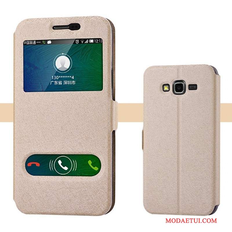 Futerał Samsung Galaxy J7 2015 Skóra Khaki Tendencja, Etui Samsung Galaxy J7 2015 Silikonowe Na Telefon