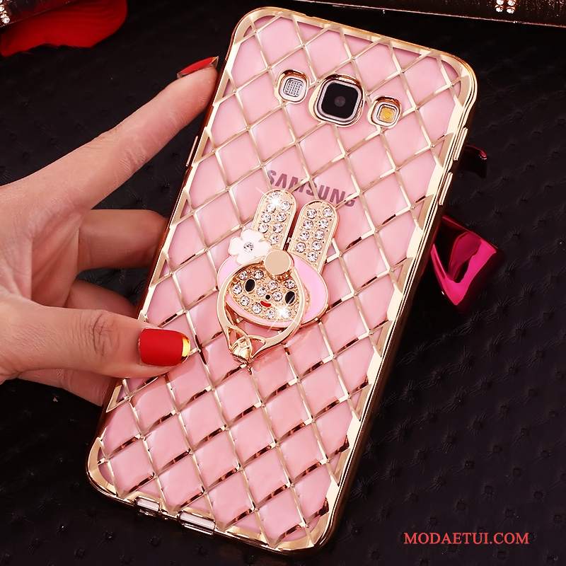 Futerał Samsung Galaxy J7 2016 Rhinestone Klamra Różowe, Etui Samsung Galaxy J7 2016 Ochraniacz Ring