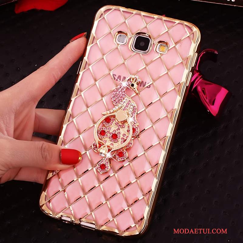 Futerał Samsung Galaxy J7 2016 Rhinestone Klamra Różowe, Etui Samsung Galaxy J7 2016 Ochraniacz Ring