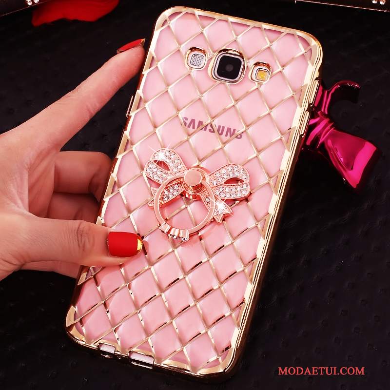 Futerał Samsung Galaxy J7 2016 Rhinestone Klamra Różowe, Etui Samsung Galaxy J7 2016 Ochraniacz Ring