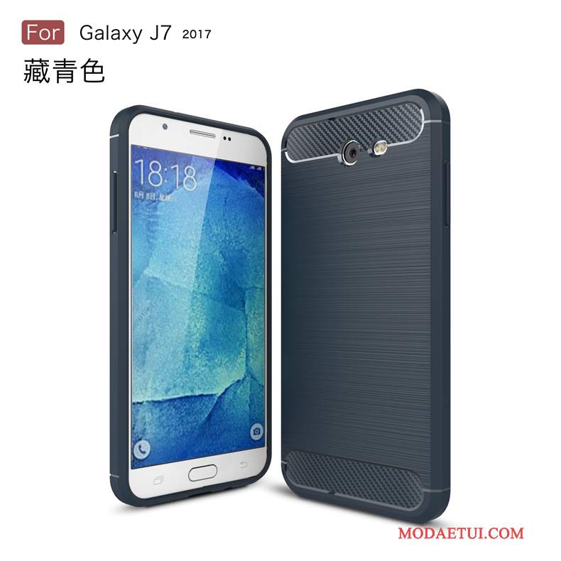 Futerał Samsung Galaxy J7 2017 Miękki Czarny Wzór, Etui Samsung Galaxy J7 2017 Ochraniacz Włókno Anti-fall