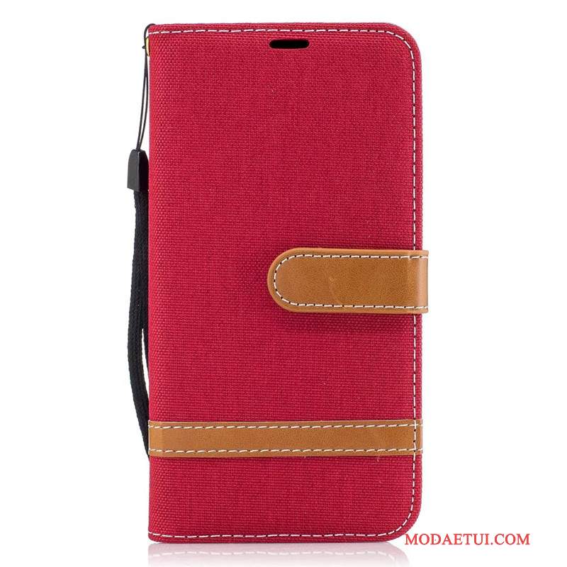 Futerał Samsung Galaxy J7 2017 Portfel Czerwony Denim, Etui Samsung Galaxy J7 2017 Torby