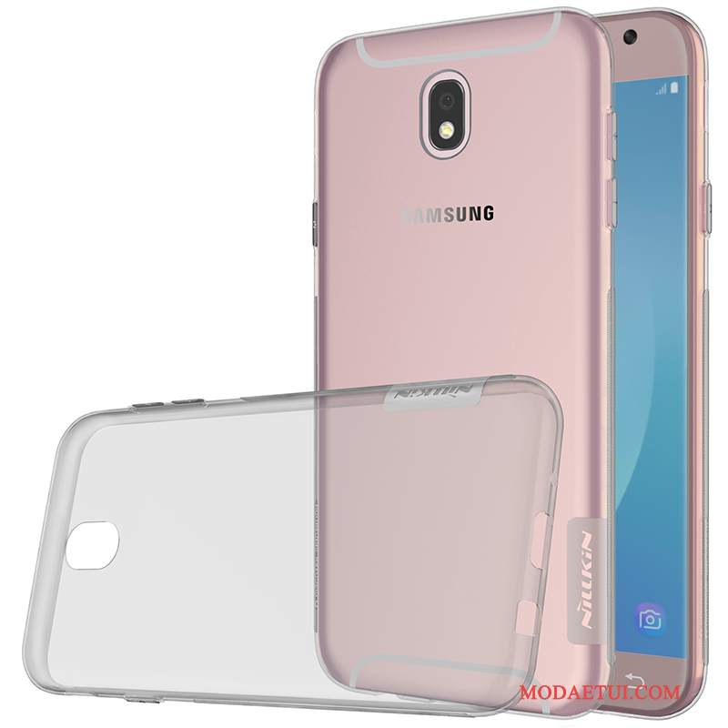 Futerał Samsung Galaxy J7 2017 Silikonowe Antypoślizgowe Przezroczysty, Etui Samsung Galaxy J7 2017 Na Telefon Szary