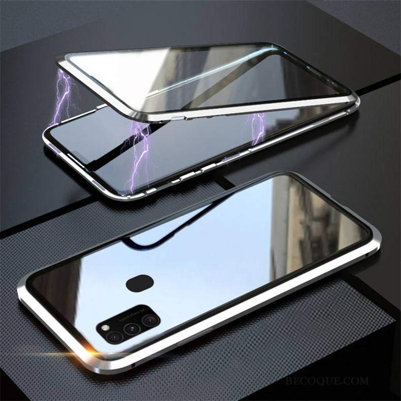 Futerał Samsung Galaxy M30s Ochraniacz Magnetyzm Proste, Etui Samsung Galaxy M30s Przezroczysty Nowy