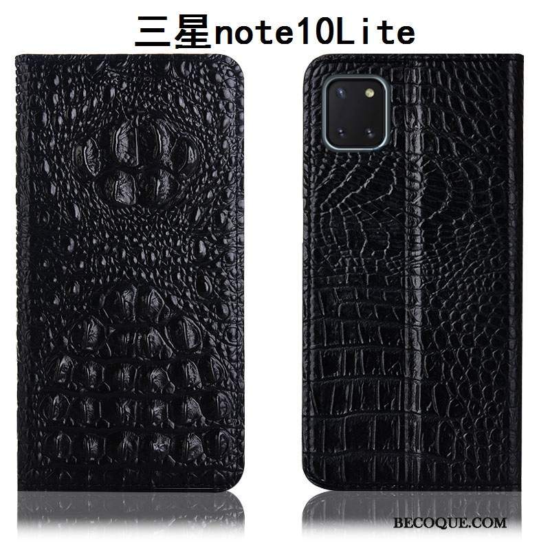 Futerał Samsung Galaxy Note 10 Lite Ochraniacz Krokodyl Czarny, Etui Samsung Galaxy Note 10 Lite Pokrowce Wzórna Telefon