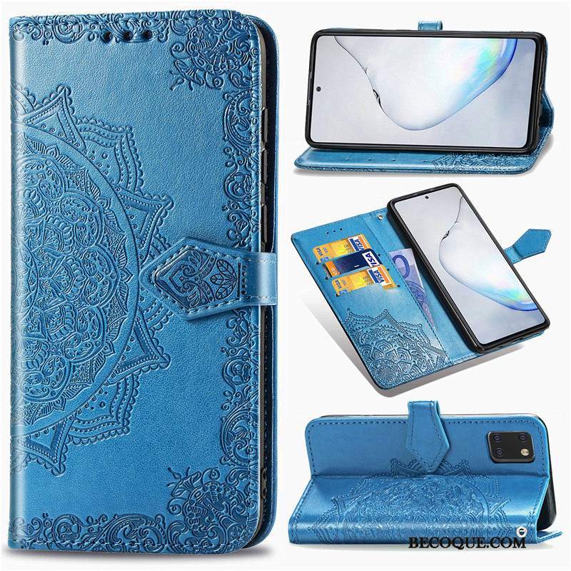 Futerał Samsung Galaxy Note 10 Lite Ochraniacz Na Telefon Relief, Etui Samsung Galaxy Note 10 Lite Skóra Zielony Jednolity Kolor