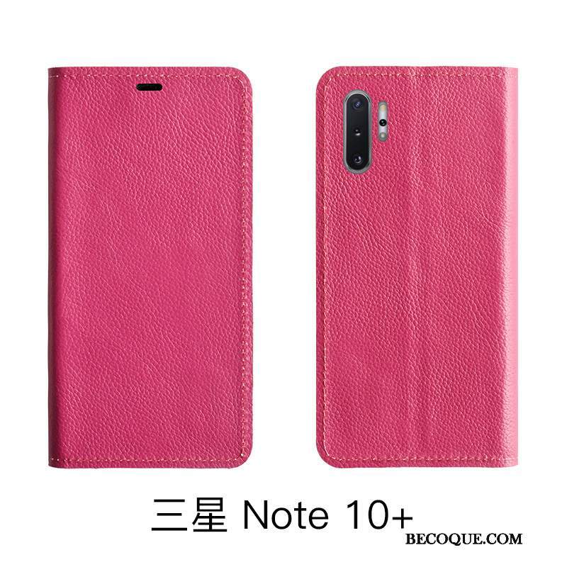 Futerał Samsung Galaxy Note 10 Lite Ochraniacz Wzór Czerwony, Etui Samsung Galaxy Note 10 Lite Skóra Na Telefon Litchi